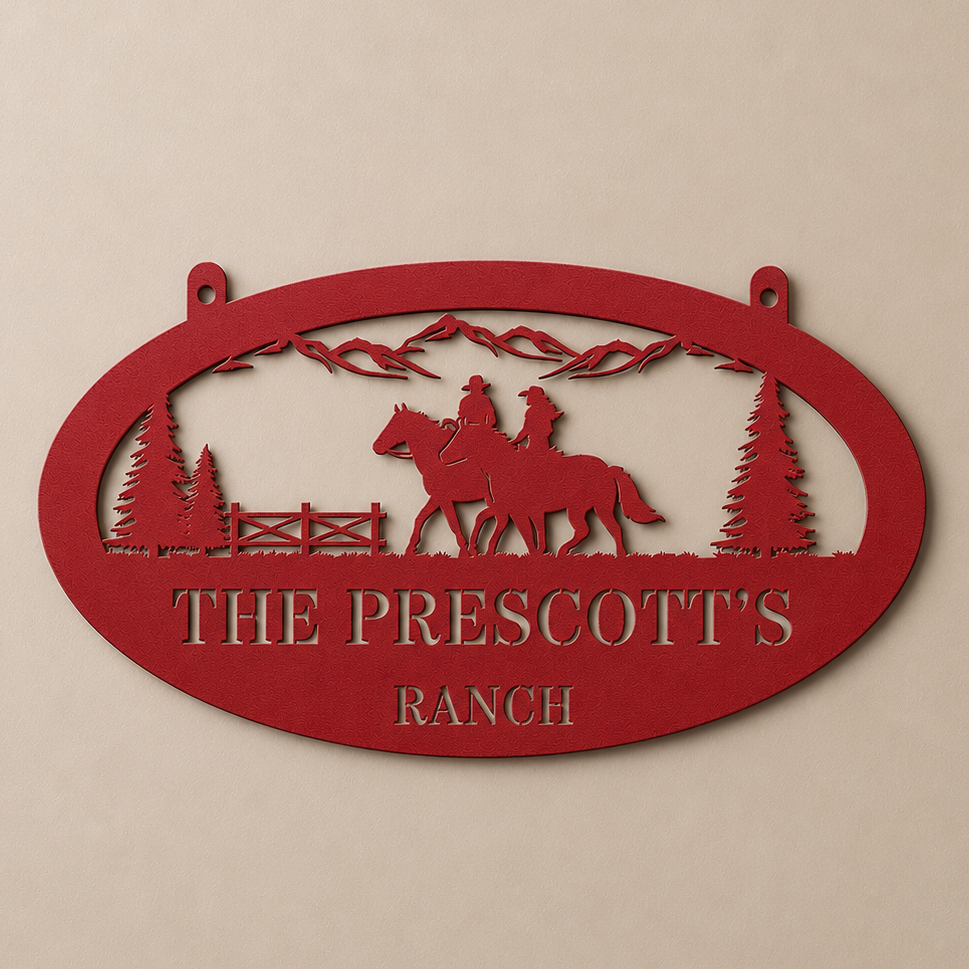Western Couple Horse Sign