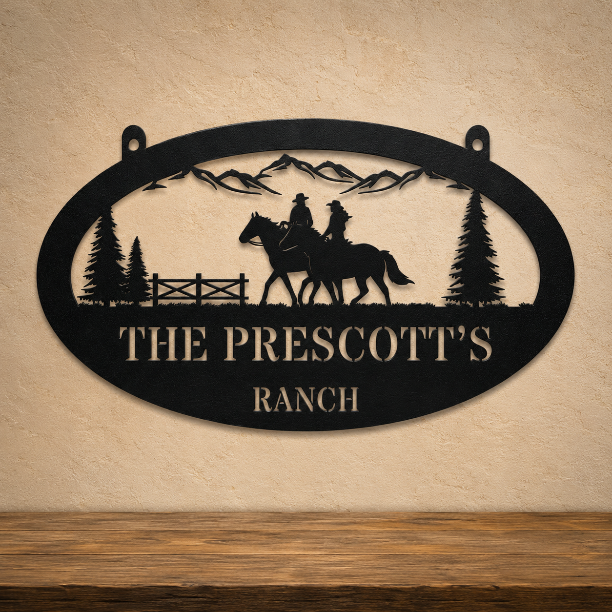 Western Couple Horse Sign