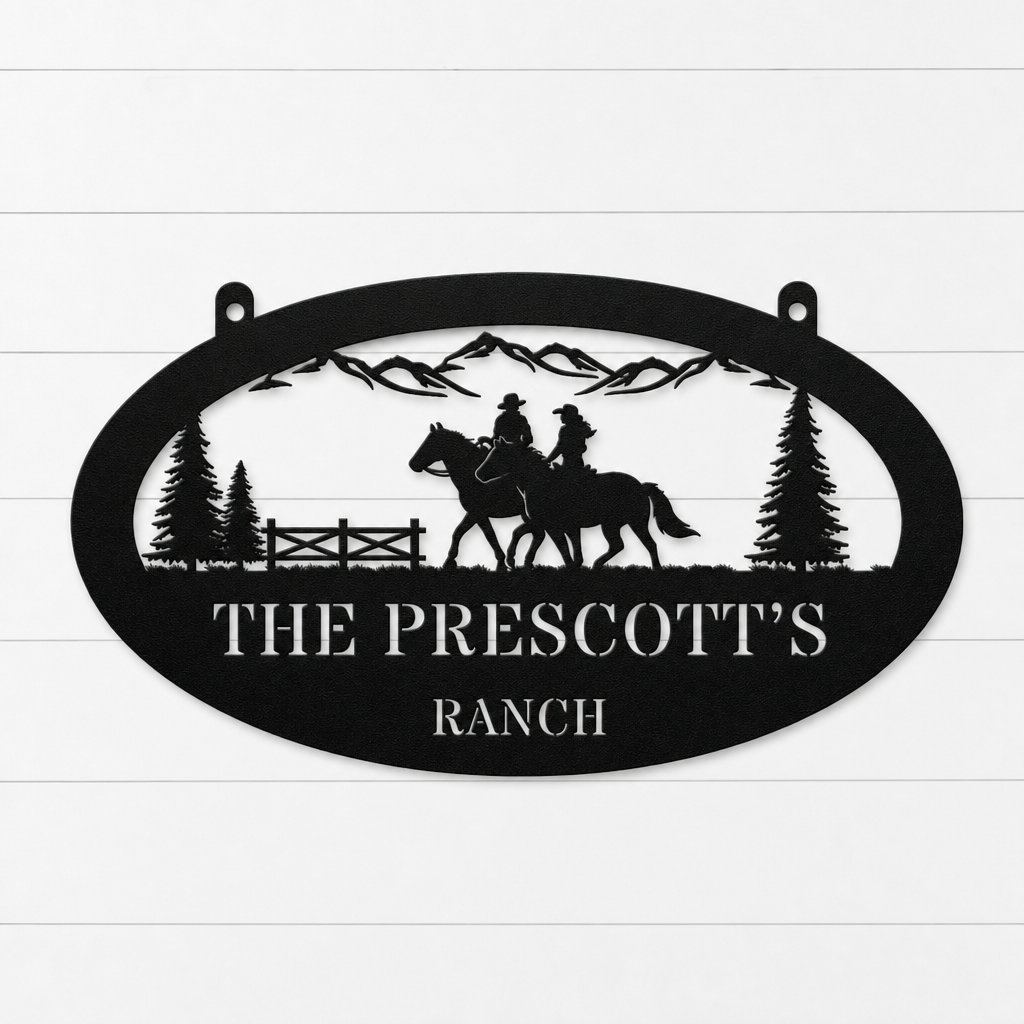 Western Couple Horse Sign
