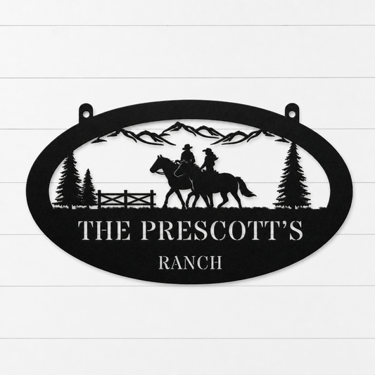 Western Couple Horse Sign