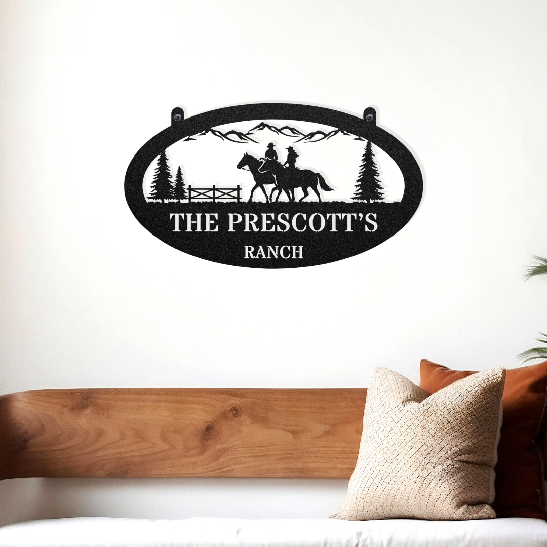 Western Couple Horse Sign